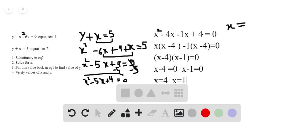 Solved Solve Each System Using The Substitution Method Egin Array L Y X 2 6 X 9 X Y 3 End Array