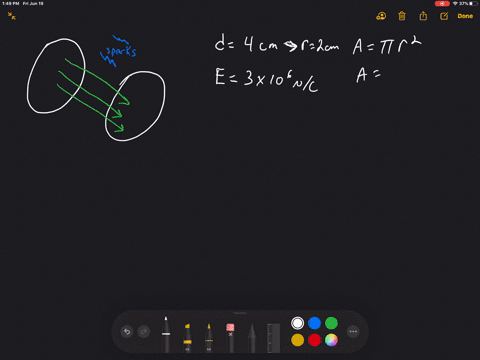 air-breaks-down-when-the-electric-field-strength-reaches-30-times-106-mathrmn-mathrmc-create-a-spark