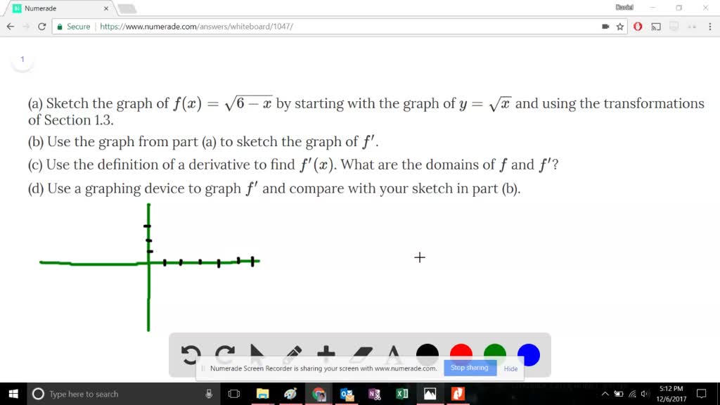 A Sketch The Graph Of Fx Sqrt6 X By Starting With The Graph Of Y Sqrtx And Using The Transformations