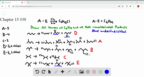 five-isomeric-alkanes-textbfa-e-having-the-molecular-formula-c_6h_14-are-each-treated-with-cl_2-hnu-