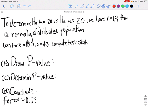 to-test-h_0-mu20-versus-h_1mu20-a-simple-random-sample-of-size-n18-is-obtained-from-a-population-tha