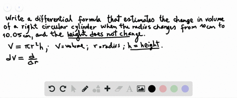 volume-the-change-in-the-volume-vpi-r2-h-of-a-right-circular-cylinder-when-the-radius-changes-from-a