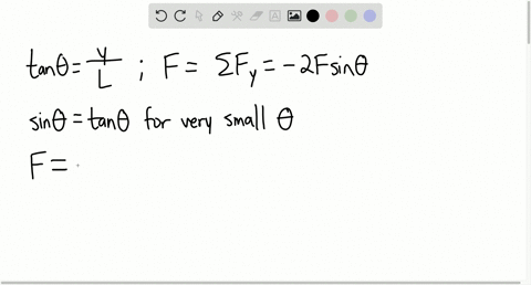 an-object-of-mass-m-is-connected-to-two-rubber-bands-of-length-l-each-under-tension-f-as-in-figure-m