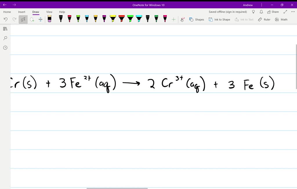SOLVEDA voltaic cell is constructed using the reaction of chromium metal and iron(II) ion. 2 Cr