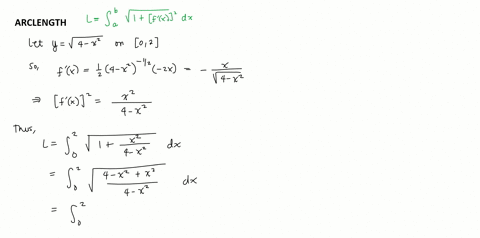 use-the-arc-length-formula-to-find-the-length-of-the-curve-ysqrt4-x2-0-leqslant-x-leqslant-2-check-y