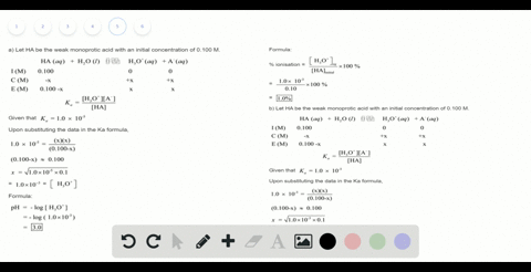 find-the-ph-and-percent-ionization-of-a-0100-m-solution-of-a-weak-monoprotic-acid-having-the-given-k