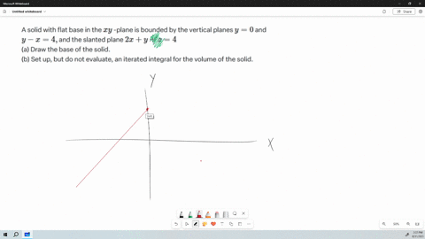 SOLVED:A solid with flat base in the x y -plane is bounded by the ...