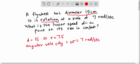 a-flywheel-with-a-15-cm-diameter-is-rotating-at-a-rate-of-7-radianssec-what-is-the-linear-speed-of-a