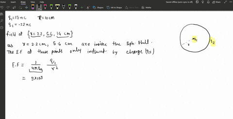 a-15-n-c-point-charge-is-at-the-center-of-a-thin-spherical-shell-of-radius-10-mathrmcm-carrying-22-m