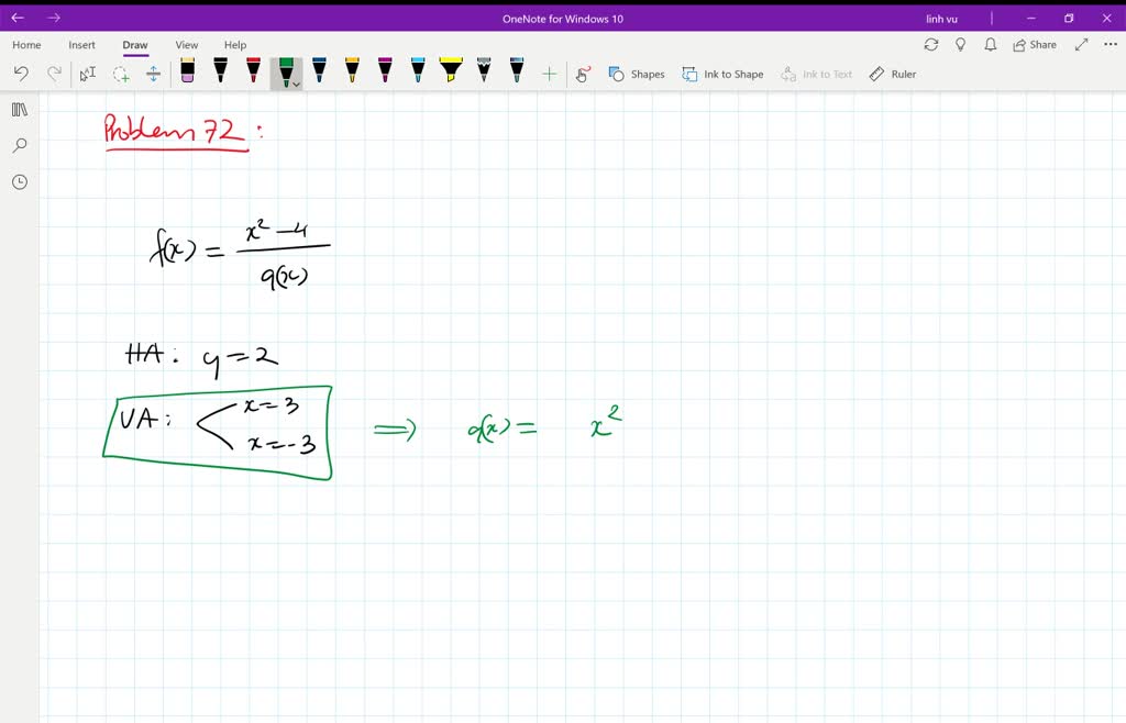 SOLVED:Find a quadratic function q(x) such that f(x)=(x^2-4)/(q(x)) has ...