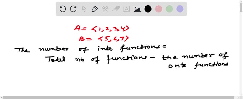 SOLVED:Find the number of into function between two sets A and B where ...