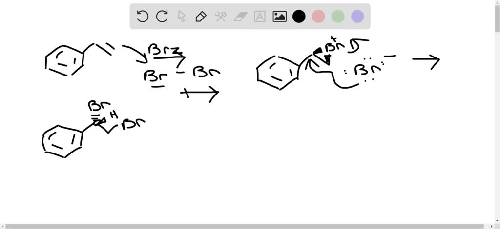 Styrene reacts with bromine to give a compound with the molecular ...