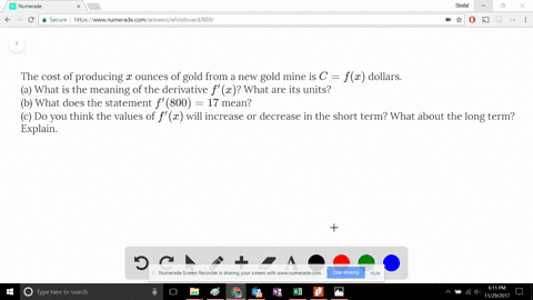 Solved The Cost Of Producing X Ounces Of Gold From A New Gold Mine Is C F X Dollars A What Is The Meaning Of The