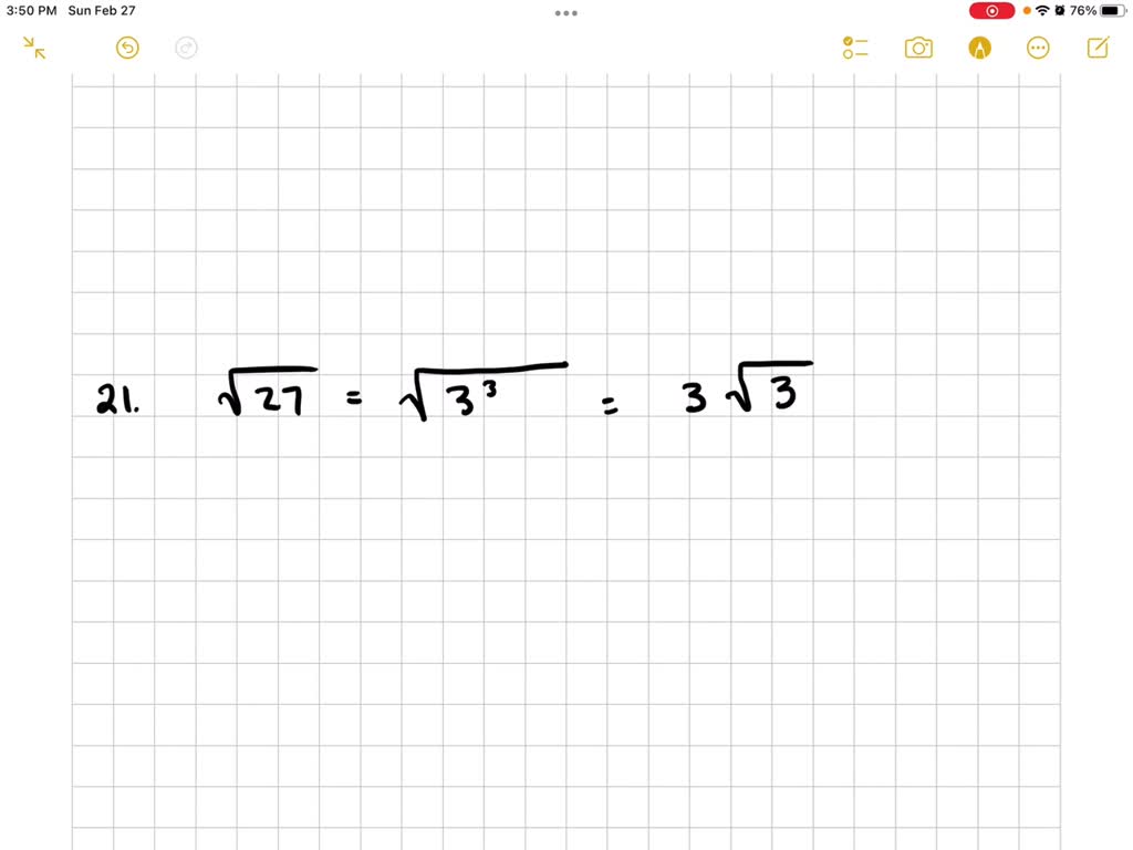 SOLVED Change Each Radical To Simplest Radical Form sqrt 27 