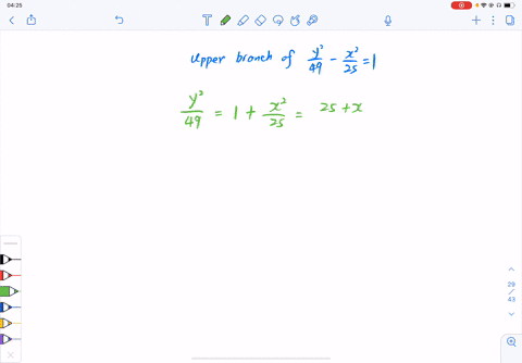 find-an-equation-for-the-indicated-part-of-the-hyperbola-upper-branch-of-fracy249-fracx2251