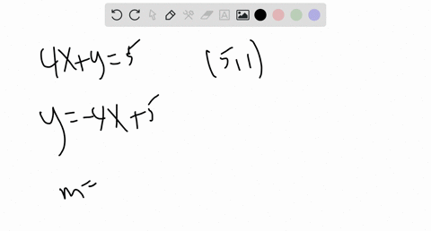 write-the-equation-of-the-line-that-goes-through-the-point-51-and-is-perpendicular-to-the-line-4-xy5