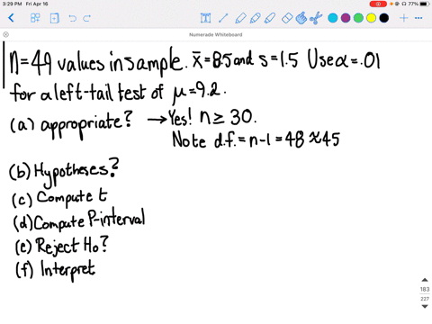 basic-computation-testing-mu-sigma-unknown-a-random-sample-has-49-values-the-sample-mean-is-85-and-t