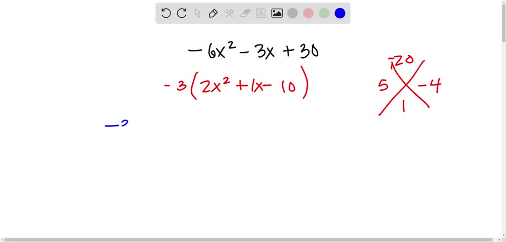 SOLVED:Factor using the A C method. -6 x 2-3 x+30