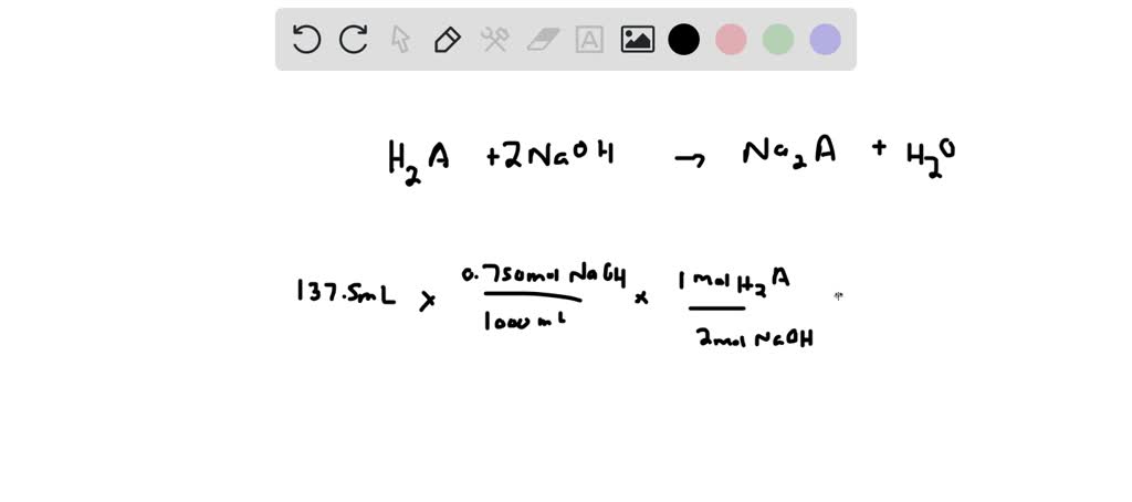 SOLVED:A 6.50-g sample of a diprotic acid requires 137.5 mL of a 0.750 ...