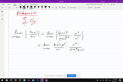 show-that-sum_n1infty-fracn-nn-converges-hint-use-lim-_n-rightarrow-inftyleft1frac1nrightne