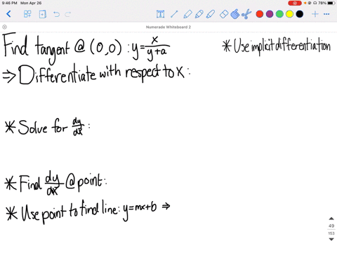 find-the-equations-of-the-tangent-lines-to-the-following-curves-at-the-indicated-points-yfracxya-t-4