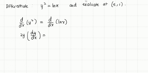 find-d-y-d-x-by-implicit-differentiation-and-evaluate-the-derivative-at-the-given-point-y2ln-x-quade