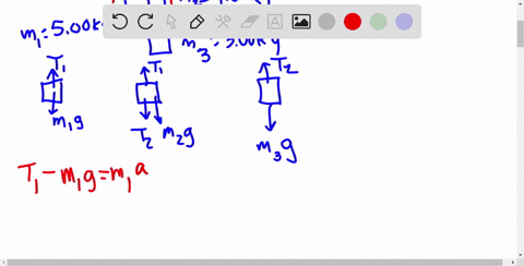three-objects-are-connected-by-light-strings-as-shown-in-figure-mathrmp-464-the-string-connecting-th