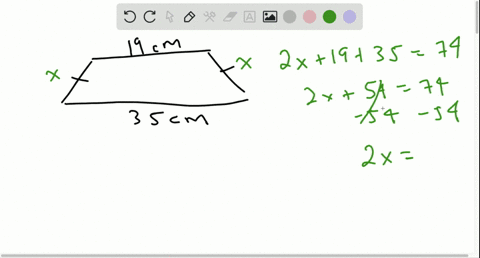the-lengths-of-the-bases-of-an-isosceles-trapezoid-are-shown-below-if-the-perimeter-is-74-centimeter