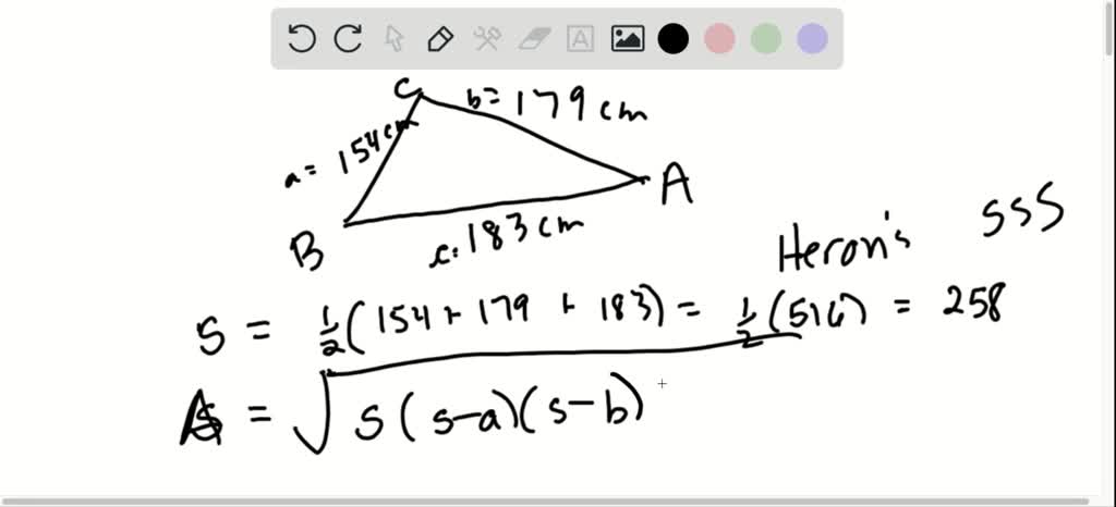 SOLVED:Find the semiperimeter of triangle ABC. a=143 cm, b=175 cm, c=232 cm