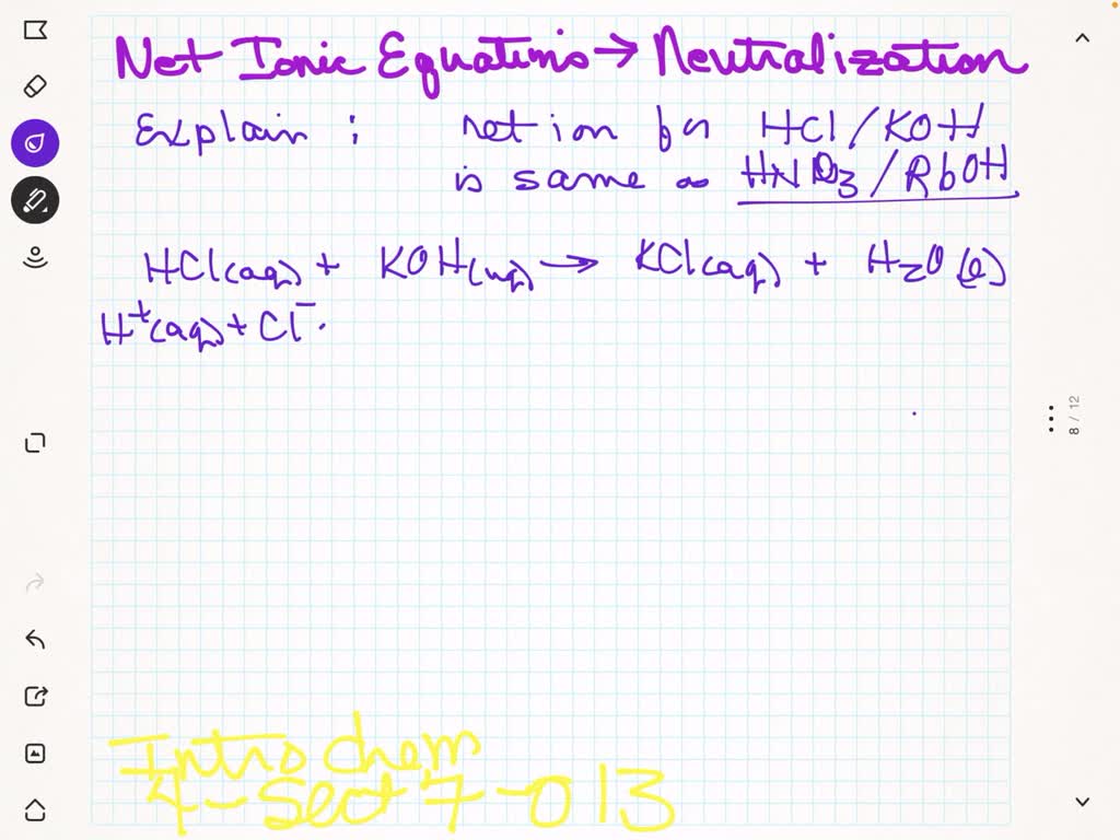 Solvedexplain Why The Net Ionic Equation For The Neutralization Reaction Between Hclaq And 4920