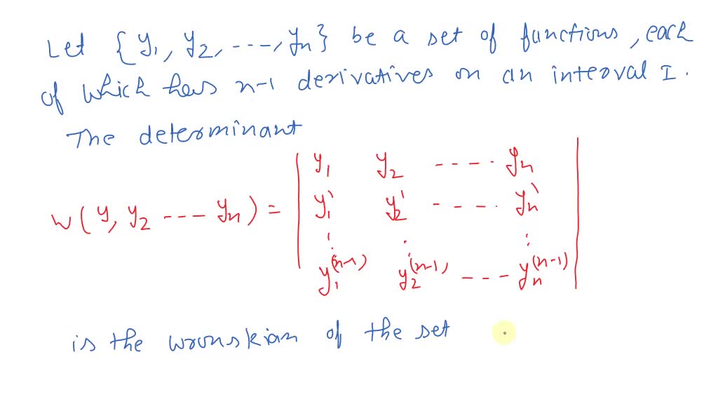 Solvedfind The Wronskian For The Set Of Functions Ex2 E X2