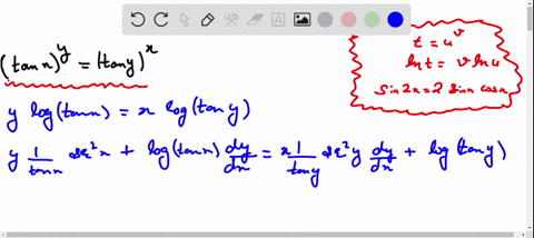 ⏩SOLVED:If (tanx)^y=(tany)^x, then (d y)/(d x)= (a)… | Numerade