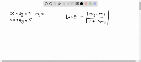 find-the-angle-theta-in-radians-and-degrees-between-the-lines-x-2-y7-6-x2-y5