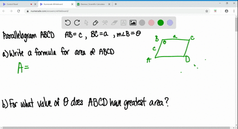 let-a-b-c-d-be-a-parallelogram-with-a-bc-b-ca-and-mathrmm-angle-btheta-a-write-a-formula-for-the-are
