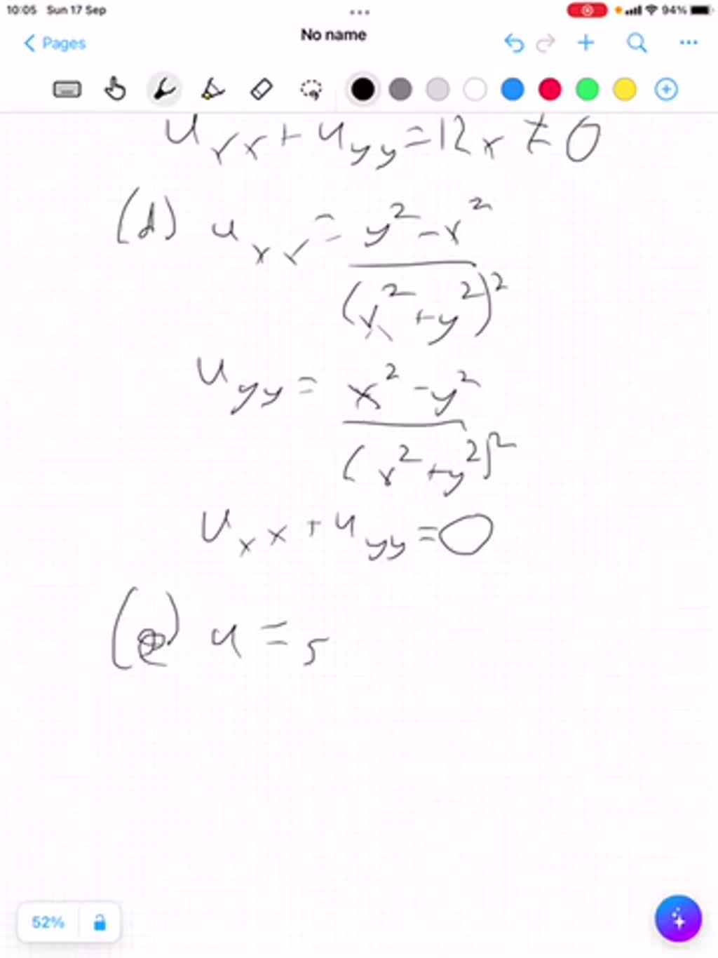 Determine Whether Each Of The Following Functions Is A Solution Of Laplaces Equation Uxx Uyy 4641