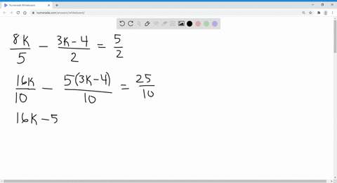 solve-equation-and-check-your-solutions-frac8-k5-frac3-k-42frac52