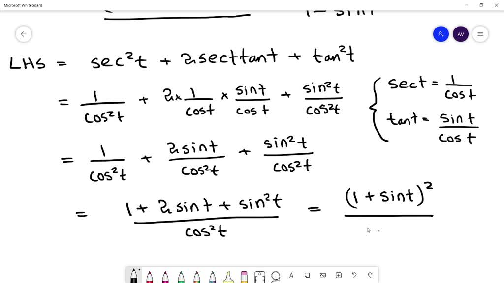 SOLVED:Verify the identity. (sect+tanθ)^2=(1+sint)/(1-sint)