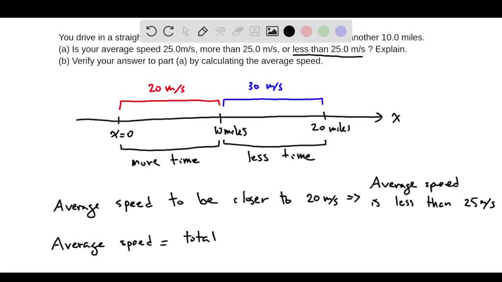 SOLVEDThink & Calculate You drive in a straight line at 20.0 m / s for 10.0 mi, then at 30.0 m