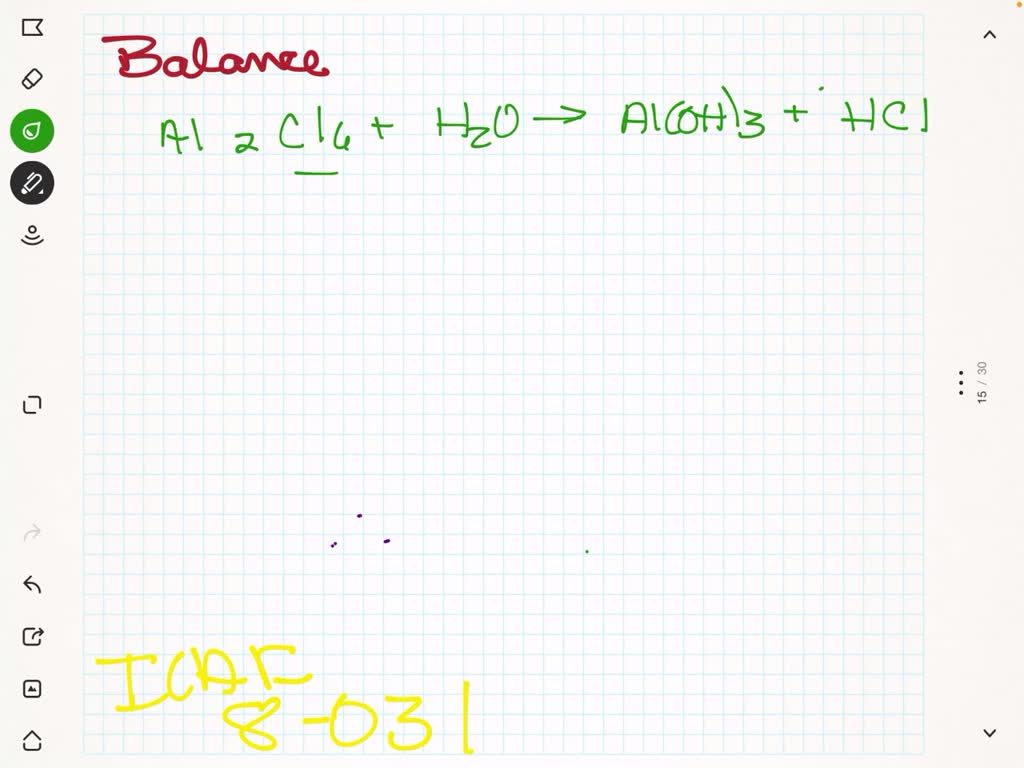 SOLVED:Balance this chemical equation by inspection: Al2 Cl6+H2 O →Al ...