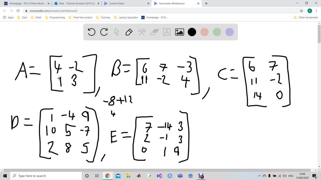 SOLVED:For Exercises 27-32, add or subtract the given matrices if .