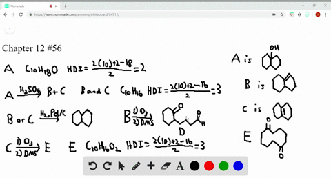 an-unknown-compound-a-of-molecular-formula-c_10h_180-reacts-with-h_2s0_4-to-form-two-compounds-band-
