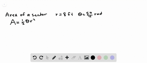find-the-area-of-the-sector-with-radius-of-8-feet-and-an-angle-of-frac5-pi4-radians