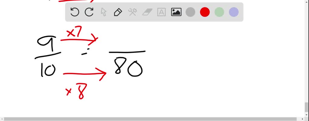 SOLVED:Write an equivalent fraction with the given denominator. (9)/(10 ...