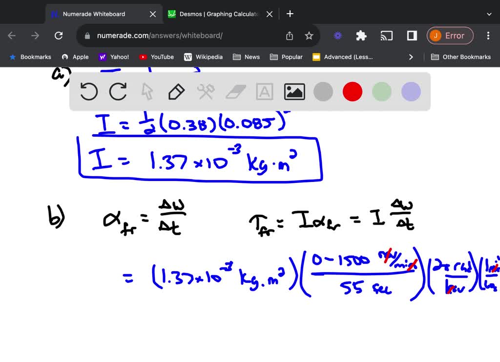 SOLVEDA grinding wheel is a uniform cylinder with a radius of 8.50 cm and a mass of 0.380 kg