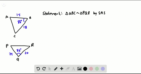 SOLVED:Describe and correct the error in writing a similarity statement ...