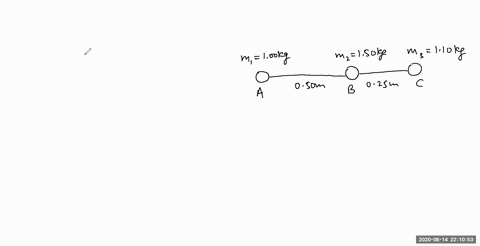 i-find-the-center-of-mass-of-the-three-mass-system-shown-in-fig-7-38-specify-relative-to-the-left-ha