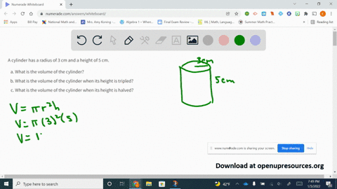 how to find volume of a cylinder with base diameter and height