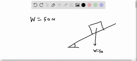 a-block-weighing-50-n-rests-on-an-inclined-plane-its-weight-is-a-force-directed-vertically-downward-