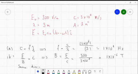 a-plane-electromagnetic-wave-with-wavelength-30-mathrmm-travels-in-vacuum-in-the-positive-x-directio