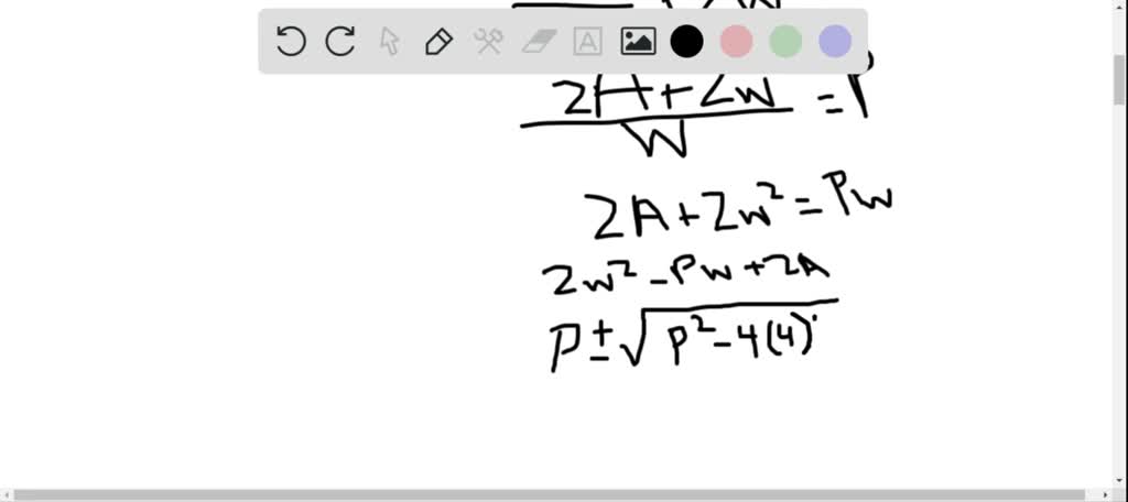 SOLVED:Find formulas for the length l and width w of a rectangle in ...